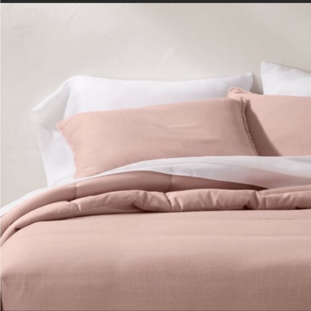New Casaluna Pillow Sham Linen Blend Heavyweight Standard Size in Blush Pink